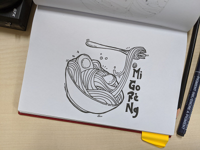 Noodle - Mi Goreng art artist design doodle doodleart draw drawing food illustration sketch