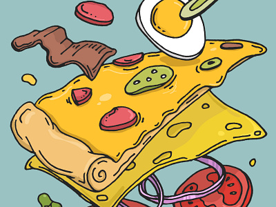 Bizza in Color art artist burger design doodle doodleart draw drawing egg food illustration imagination pizza