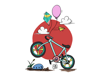 Bicycle art artist balloon design doodle doodleart draw drawing kite procreate simple sketch sketching