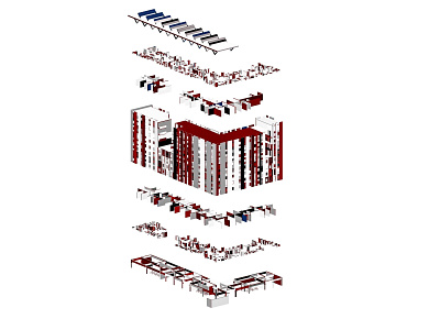 Exploding Axonometric Representation 3d architecture architecture design architecture visualization axonometric rendered