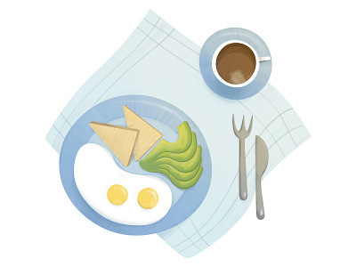 Breakfast avocado breakfast coffee eggs food illustration