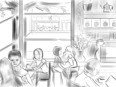 Coffee Shop drawing illustration sketch