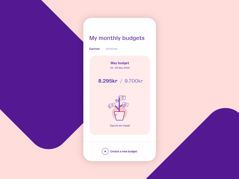 Budget app concept animation app budget cards design illustration money principle progress savings spending transitions ui ux