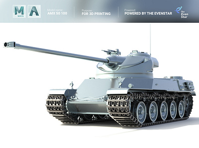 AMX 50 100 3d modeling 3d print 3d rendering autodesk maya design icon illustration