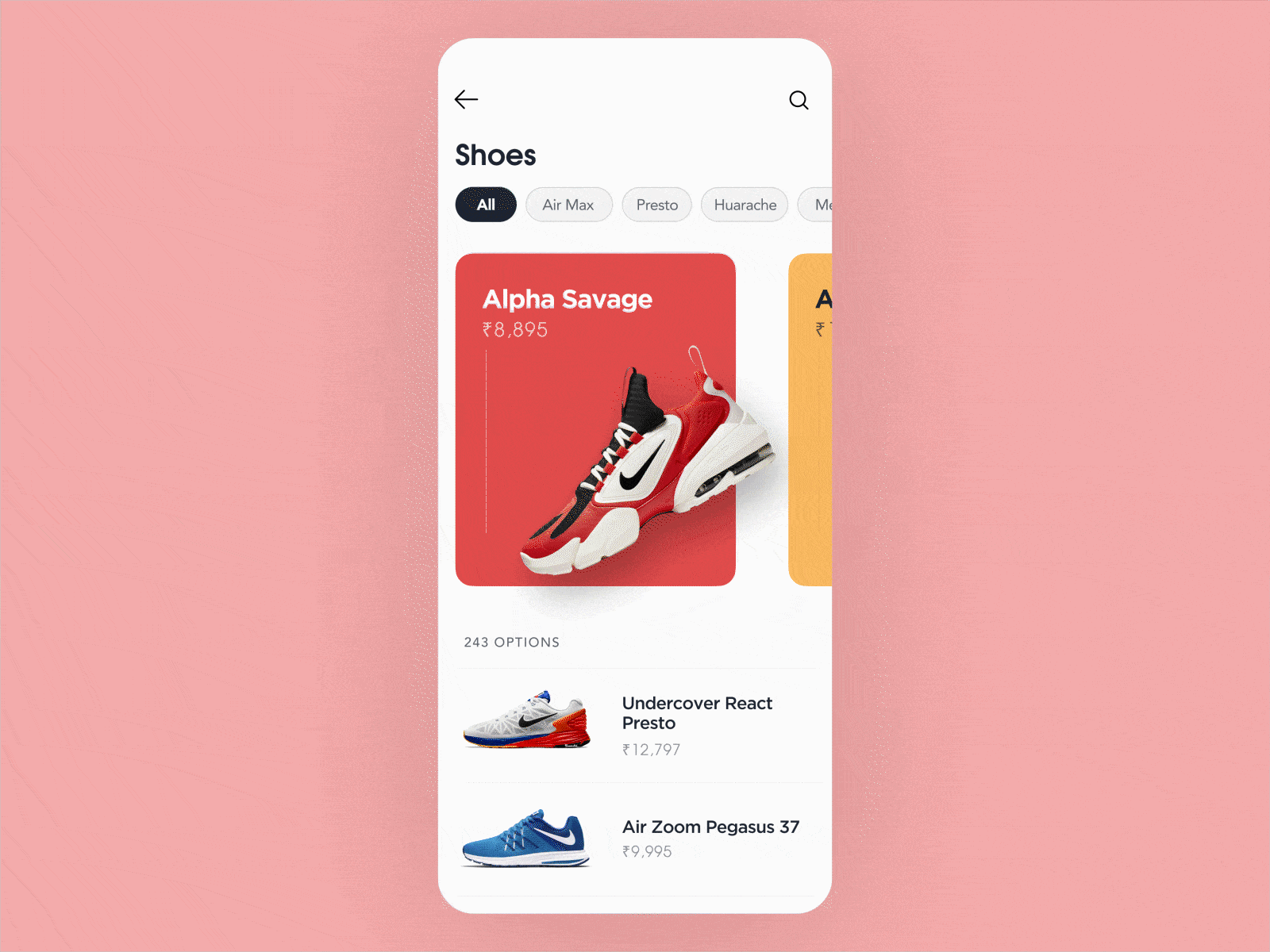 Yet Another Nike app after effects animated gif motion design nike shoes ui design