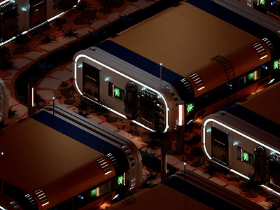 A Night in Mars City (2030) 3d blender isometric mars space
