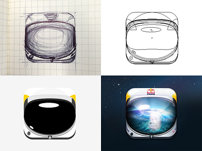 Red Bull Stratos iOS Icon Process icon illustrator ios photoshop process sketch