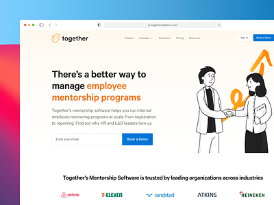 Together Homepage branding hero homepage illustration landing page marketing mentoring ui