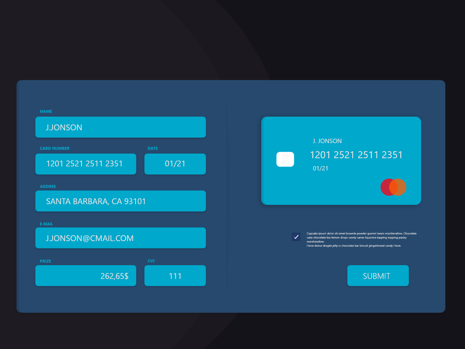 CreditCard form by Michał on Dribbble