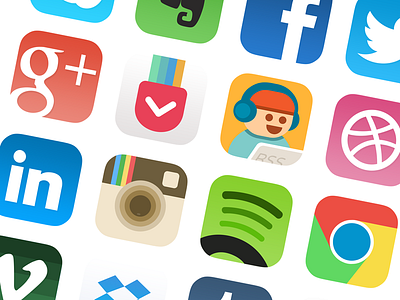 [PSD] iOS7 App Icon Redesign appicon chrome dropbox facebook flat geekboy icon instagram ios7 pocket spotify