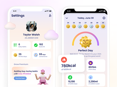 [Closed]Join Grow Beta for iOS 📱 apple watch cloud fitness habit tracker health app medal mindful perfect day profile reward sunrise wellbeing workout