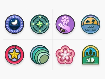 Grow Achievements in March achievement badge grow mindful pin run sleep steps sticker walk water