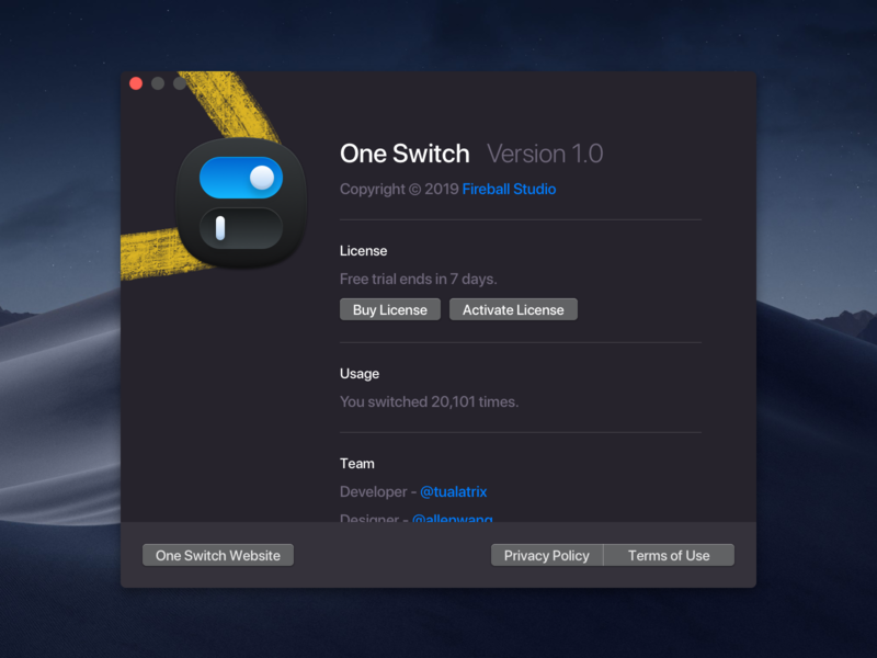 One Switch - About Us about about page about us mac macapp oneswitch