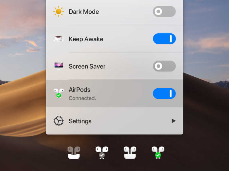 One Switch - AirPods Connect airpods bluetooth mac app menu bar oneswitch switch