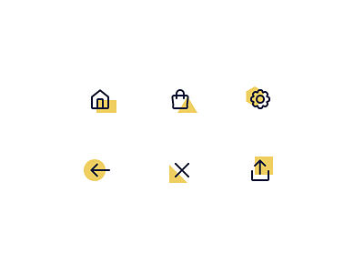 Topbar Icons for SquareDude arrow back export gears home house remove settings share shopping shopping bag