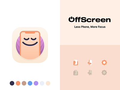 OffScreen App Design app icon design branding design digital detox focused moment phone phone addiction phone usage product design productivity screen time unplugged