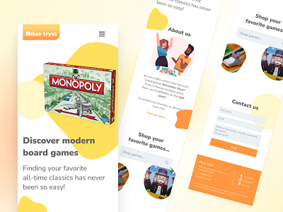 Mobile version for a board game shop website