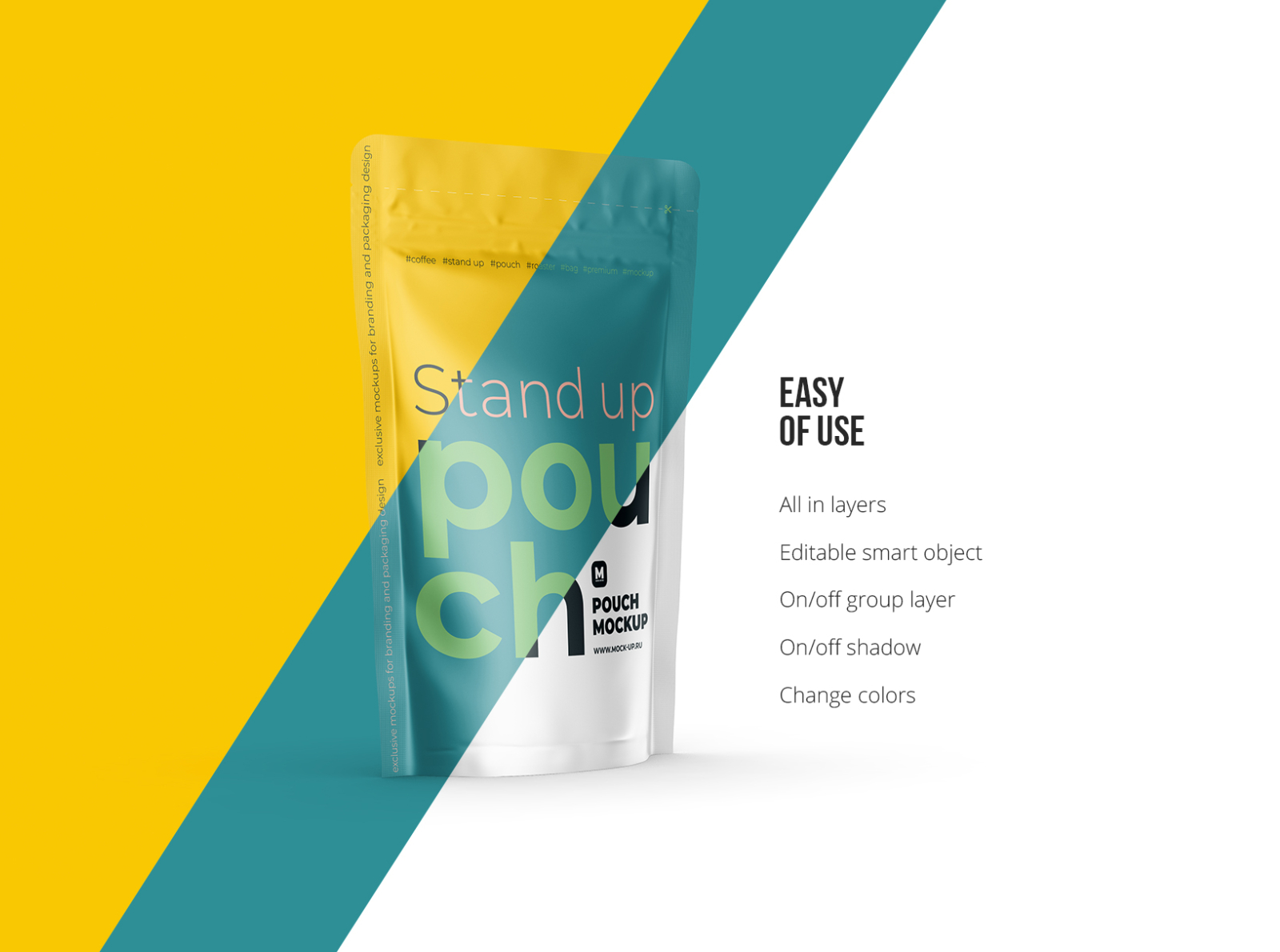 Download Stand Up Pouch Mockup Half Side view by Mock-up.ru on Dribbble