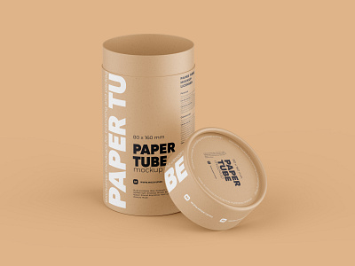 Opened Paper Tube Mockup 80x160mm