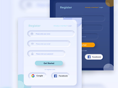 Dark & Light Neumorphism Register Page