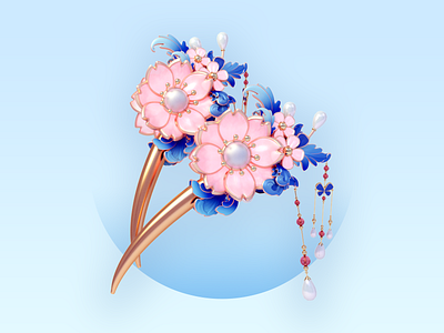 Golden Hairpin 3d c4d gift gold golden hairpin icon