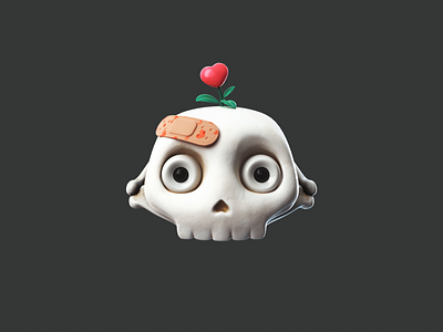 Unlucky Skull 3d animation c4d gift icon logo skull ui uilab unlucky skull