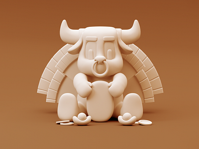 Zodiac ox 3d c4d gift icon logo ox uilab zodiac ox