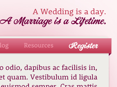 Marriage Design pink typography web design