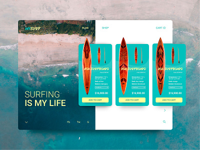 Surfboard online shop card cart ecommerce figma magazine minimalism ocean online shop product product design shop store surf ui uiux ux web webdesig website