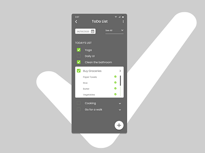 DailyUI #042 - ToDo List 100daychallenge android checklist ckecked dailyui dailyuichallenge design dribbble figma groceries todo todolist ui uidesign ux