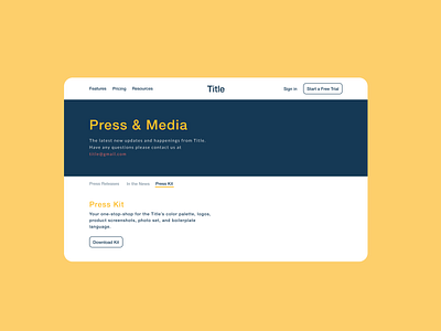 DailyUI #051 - Press Page 051 100daychallenge daily dailyui dailyuichallenge day51 design download download kit dribbble figma go blue media kit press page ui uidesign ux