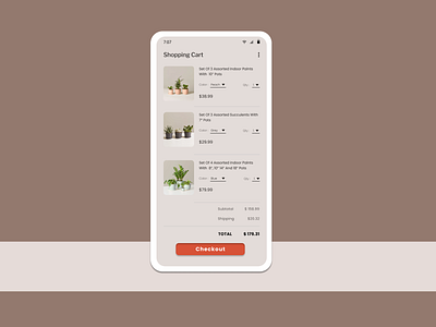 Daily UI #058 - Shopping Cart 100daychallenge art checkout dailyui dailyuichallenge day 58 design dribbble figma plants shopping shopping cart succulents ui uidesign ux