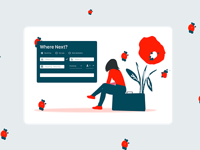 Daily UI #068 - Flight Search 100daychallenge blush dailyui dailyuichallenge design dribbble figma flight search illustration poppies red flower ui uidesign undraw ux vectorart