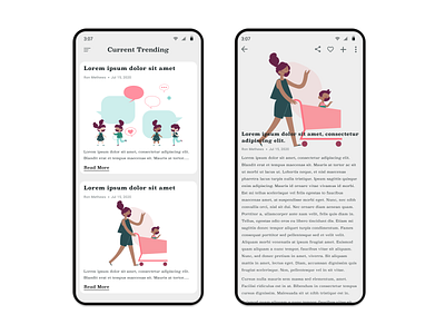 Daily UI 69 - Trending Articles 100daychallenge articles blush color covid 19 dailyui dailyuichallenge design dribbble figma illustration mask newsfeed ui uidesign ux vector art