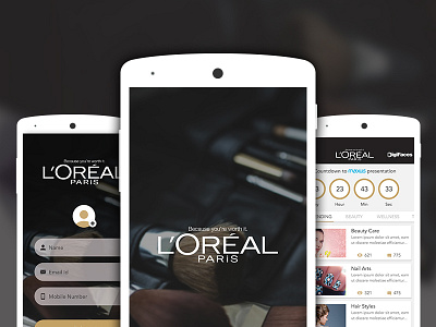 Beauty by Design - L'Oreal android app branding fashion ios ios app latest login material design sign up splash ui design ux