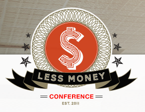 Logo for our next LESS event circles event illustration logo money ribbon stars