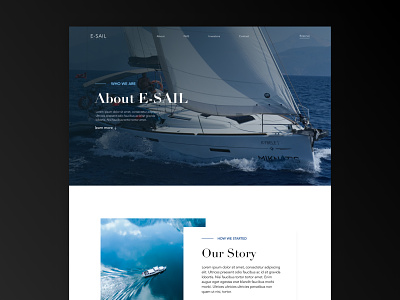 Boat Website About Page about about us blue boat boating design landing page ocean river sail sailing ui ux water web design webflow website