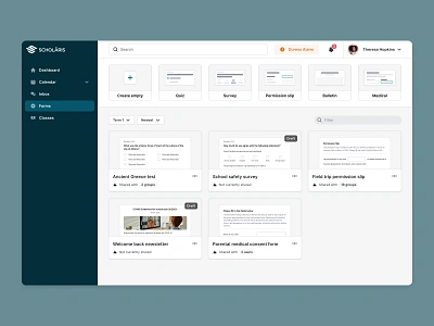 Scholaris - Forms document document dashboard edu saas education saas google docs learning management system online learning product design saas editor semiflat web app