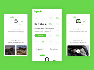 Joymile website WIP car design ios landing ui web