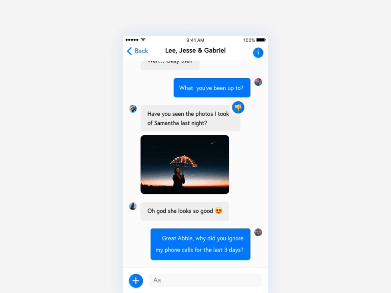 Message Options Animation animation interaction messenger ui