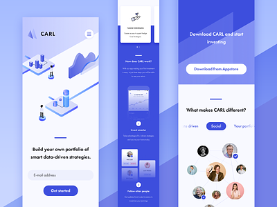 Hedge Fund app Landing Page - mobile 📱 illustrations ios isometric landing page mobile ui web