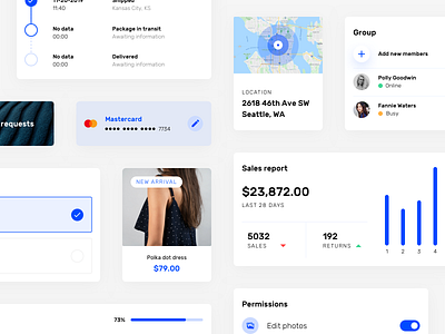 UI Kit components 🧱 card component cards component components credit card delivery component ecommerce components ecommerce ui location component payment component sales report users component
