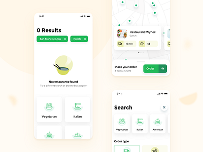 Snack it - Food Delivery 🥗🍔 (WIP) categories ios food and beverage food and drink food app food delivery food delivery service food ordering food ordering app map cards restaurant search searching semiflat semiflat studio takeaway takeaway app