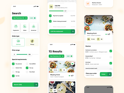 Snack it - Restaurant search 🍱🍕 (WIP) delivery app delivery service delivery status filters filters mobile food and drink food app mobile search restaurant app search screen