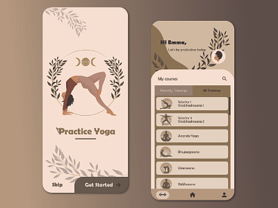 yoga app ui design app app concept app ui design app ui ux design app uiux card design illustration illustrator interface minimal minimalist mobile mobile app design mobileapp task ui ui and ux design ux yoga app design