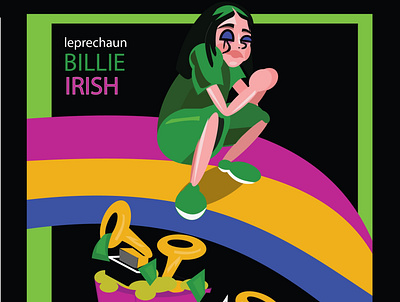 Billie Irish billie billie eilish design grammys graphic design illustration irish leprechaun rainbow