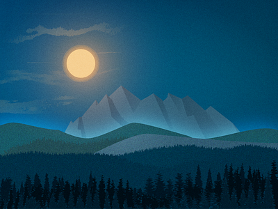 Night Landscape Illustration adobe illustrator illustration landscape