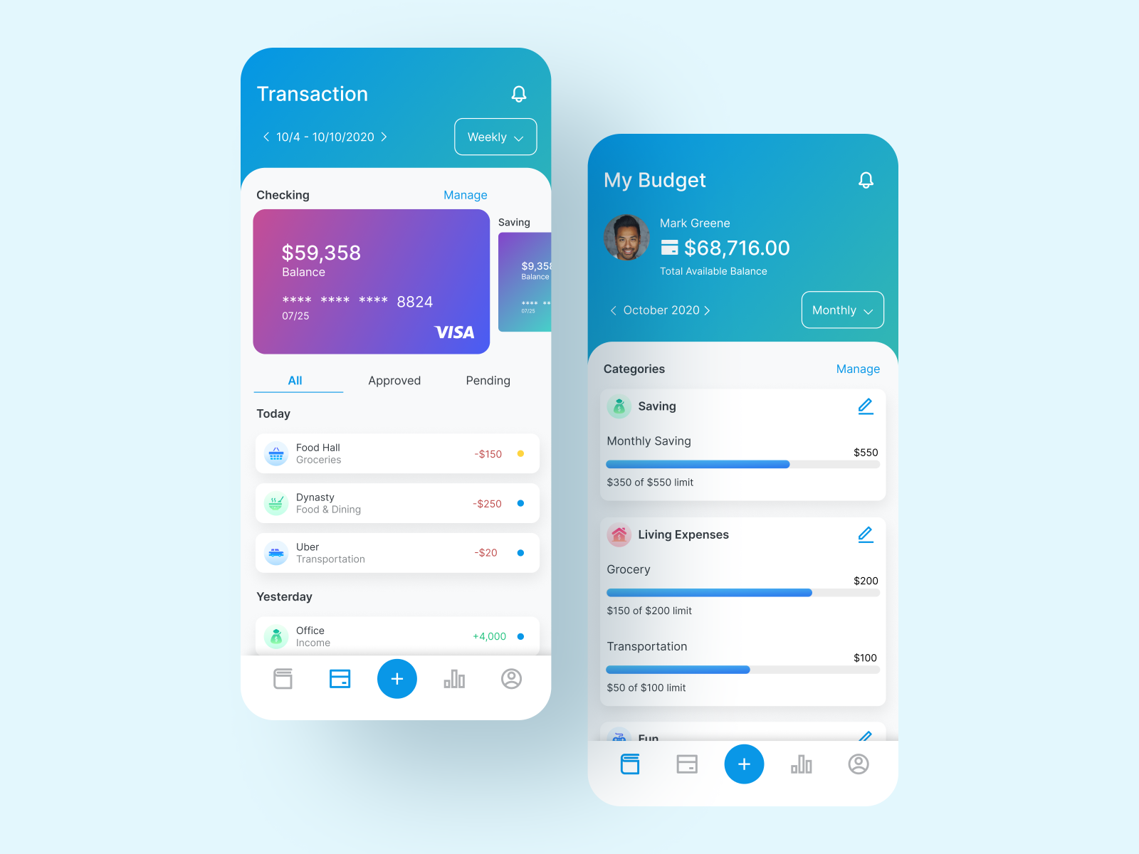 Money Management App by Meili Smith on Dribbble