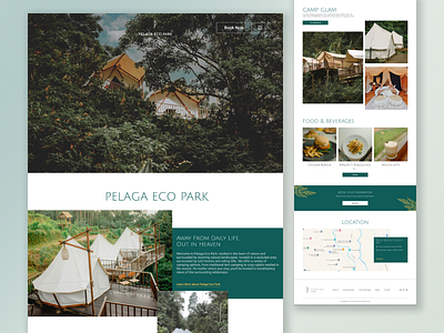 Eco-tourism Recreation Spot Website Landing Page branding cabin camping clean eco tourism figma graphic design green interface design landing page minimalist nature tourism website travel website ui uiux ux design web web design web landing page