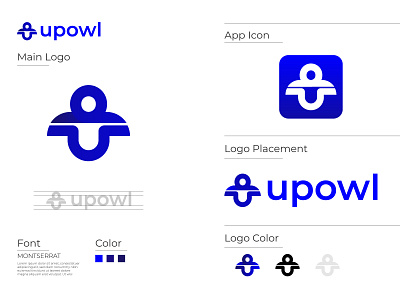 UPOWL LOGO app brand identity branding concept creative logo design flat design geometric graphic design icon identity illustrator logo logo design logo mark logotype minimal modern owl logo